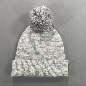 Timerland Knit Pom-Pom Beanie w/ Folderover Trim; Gray